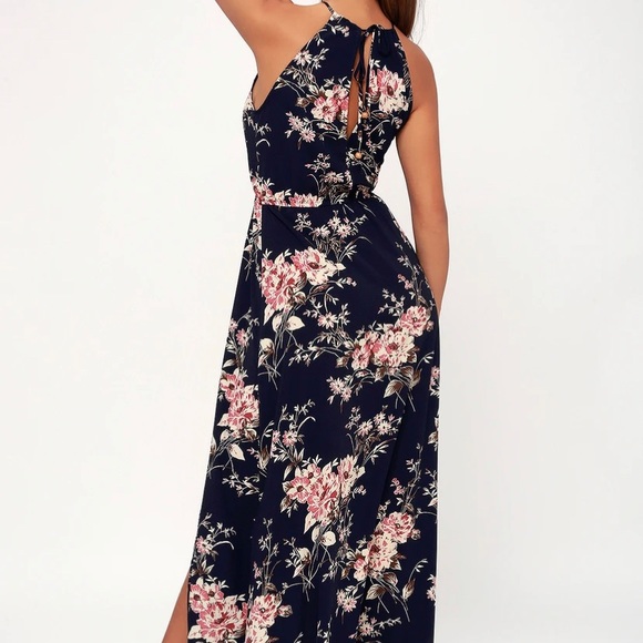 Navy Blue Floral Maxi Dress 🌸 - Picture 2 of 3